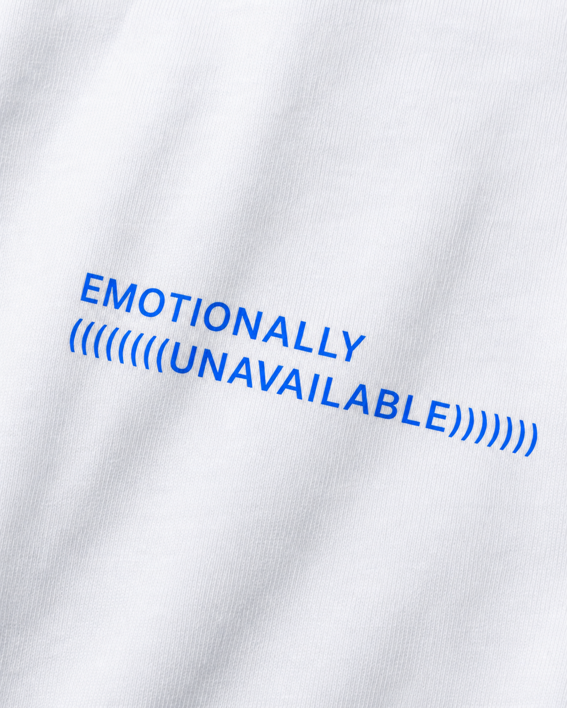 emotionally unavailable. — blue print on uninterrupted cotton detail